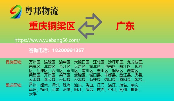銅梁區(qū)到廣東物流