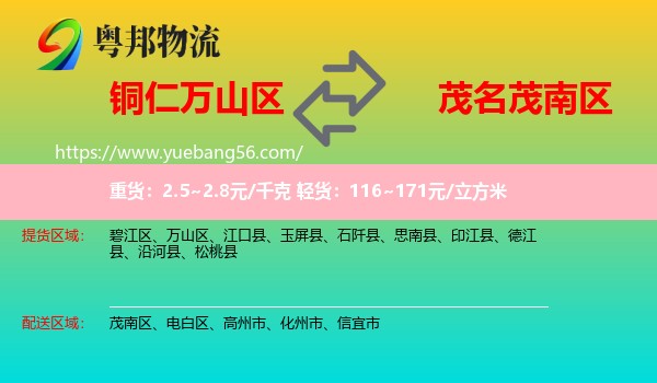 萬山區(qū)到茂南區(qū)物流
