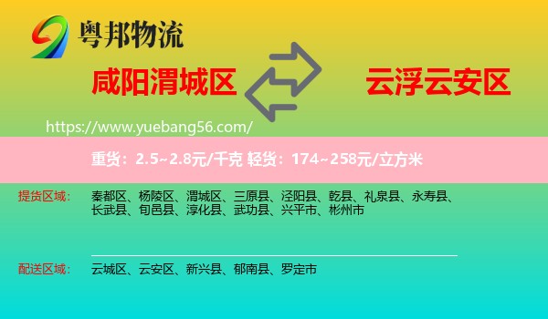 渭城區(qū)到云安區(qū)物流