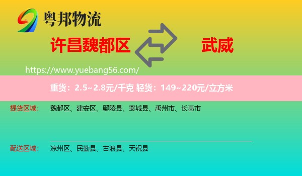 魏都區(qū)到武威物流