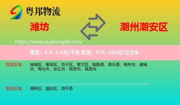 濰坊到潮安區(qū)物流