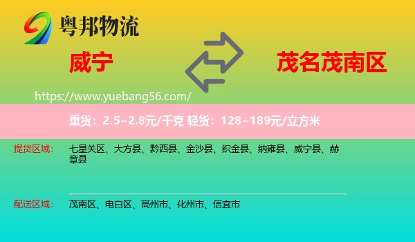 威寧縣到茂南區(qū)物流