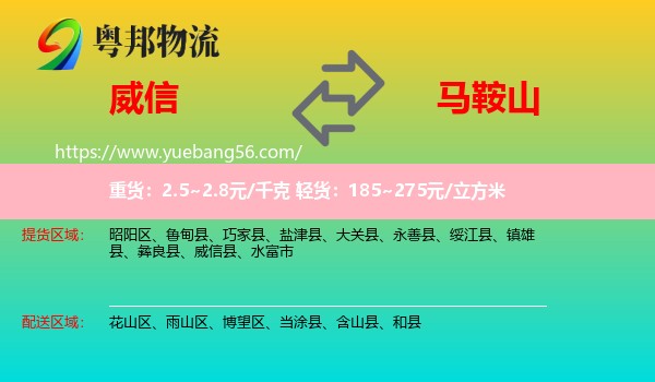 威信縣到馬鞍山物流