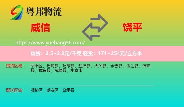 威信縣到饒平縣物流