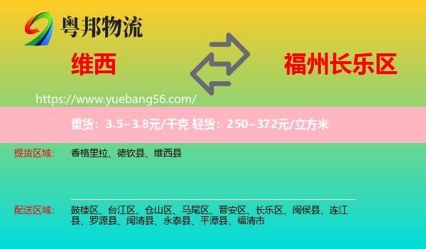 維西縣到長樂區(qū)物流