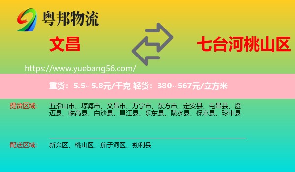 文昌市到桃山區(qū)物流