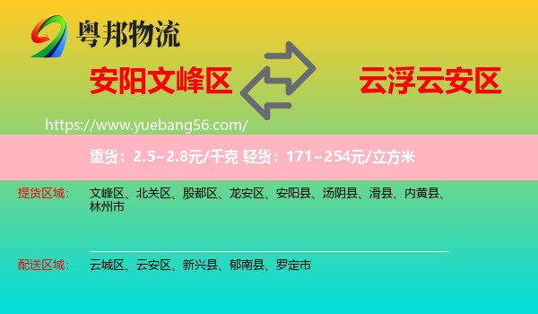 文峰區(qū)到云安區(qū)物流