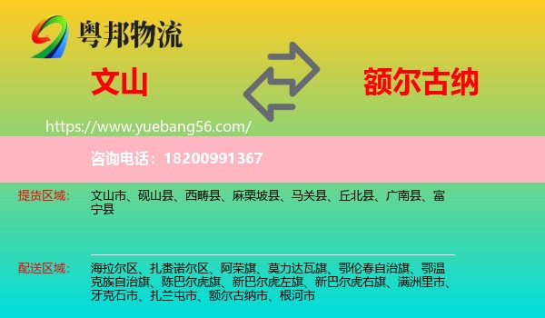 文山到額爾古納市物流