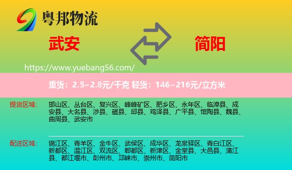 武安市到簡陽市物流