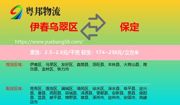 烏翠區(qū)到保定物流