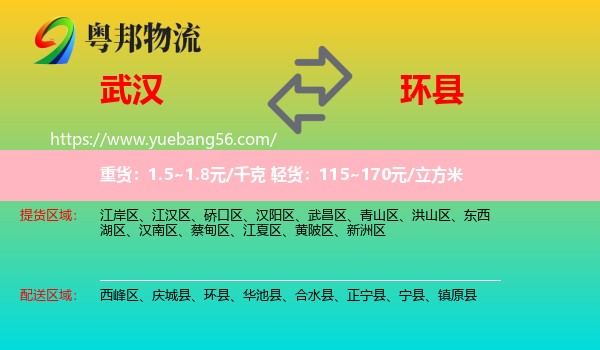 武漢到環(huán)縣物流