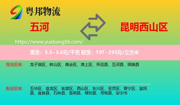 五河縣到西山區(qū)物流