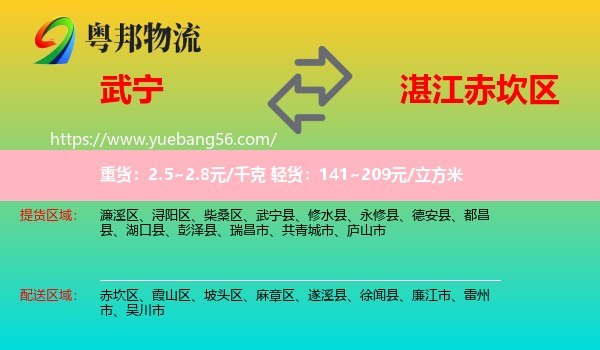 武寧縣到赤坎區(qū)物流