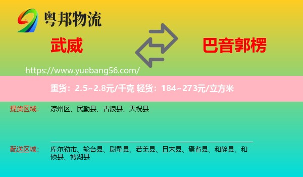 武威到巴音郭楞物流
