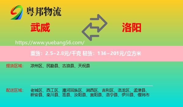 武威到洛陽物流