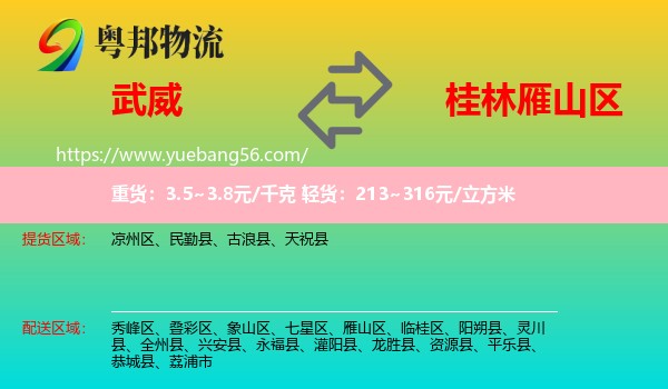 武威到雁山區(qū)物流