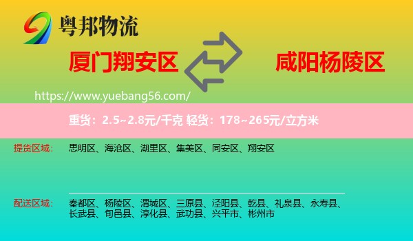 翔安區(qū)到楊陵區(qū)物流