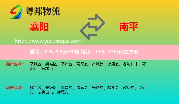 襄陽(yáng)到南平物流