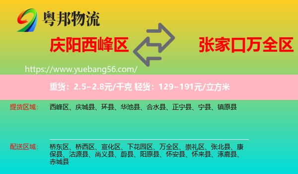 西峰區(qū)到萬全區(qū)物流