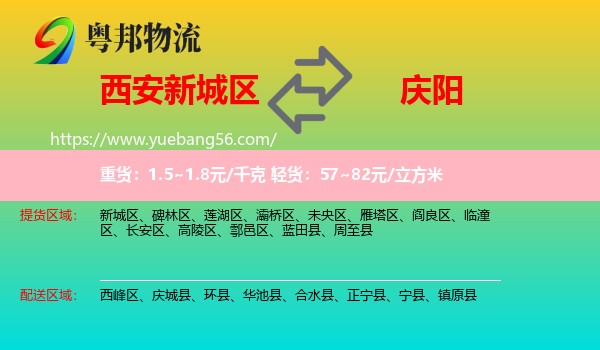 新城區(qū)到慶陽物流