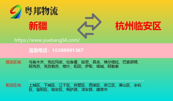 新疆到臨安區(qū)物流