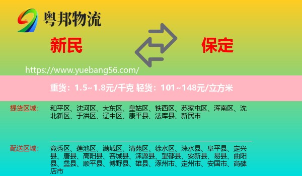 新民市到保定物流