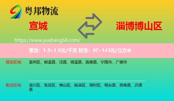 宣城到博山區(qū)物流
