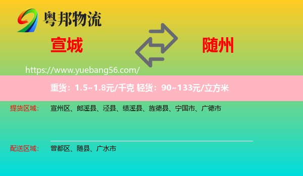 宣城到隨州物流