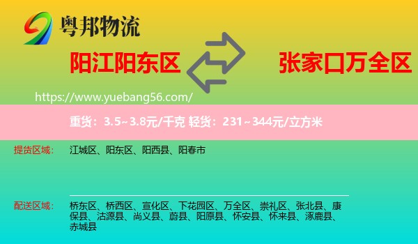 陽(yáng)東區(qū)到萬(wàn)全區(qū)物流