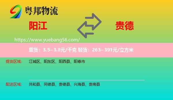 陽(yáng)江到貴德縣物流