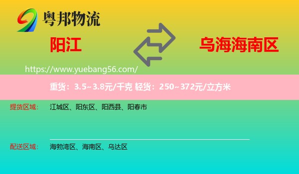 陽(yáng)江到海南區(qū)物流