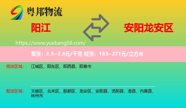 陽江到龍安區(qū)物流