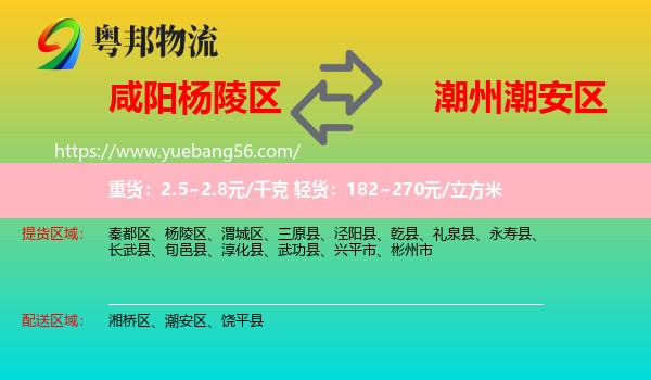 楊陵區(qū)到潮安區(qū)物流