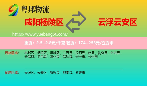 楊陵區(qū)到云安區(qū)物流