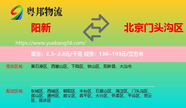 陽新縣到門頭溝區(qū)物流
