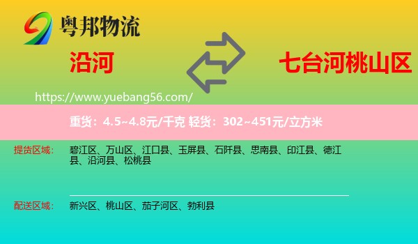 沿河縣到桃山區(qū)物流