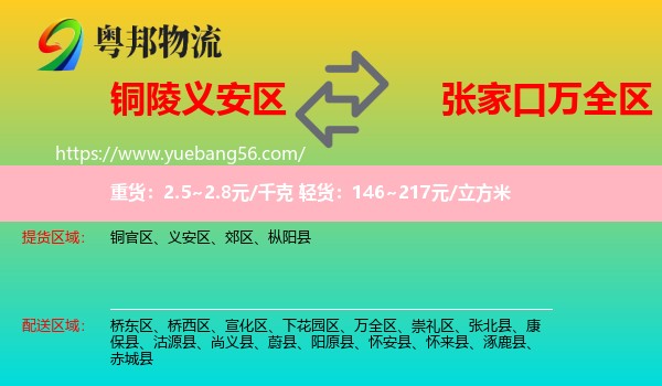 義安區(qū)到萬全區(qū)物流