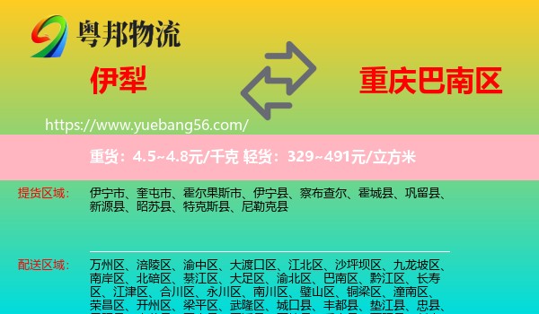 伊犁到巴南區(qū)物流