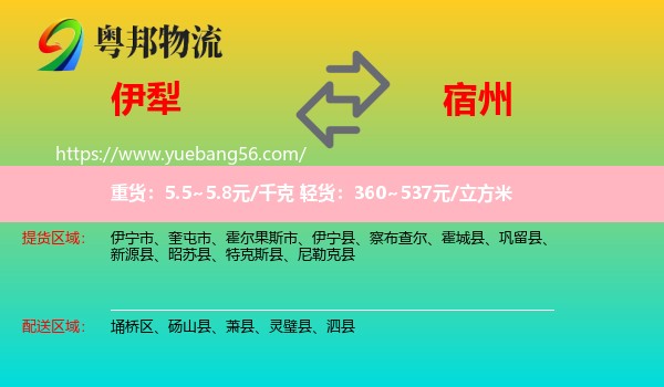伊犁到宿州物流