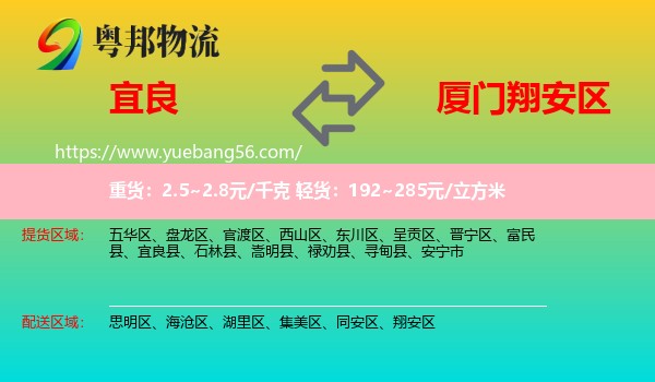 宜良縣到翔安區(qū)物流