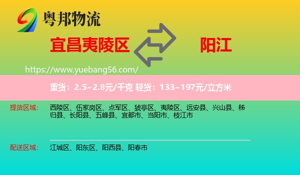 夷陵區(qū)到陽(yáng)江物流