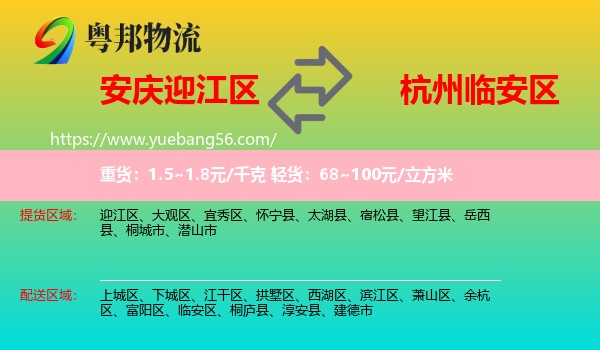 迎江區(qū)到臨安區(qū)物流