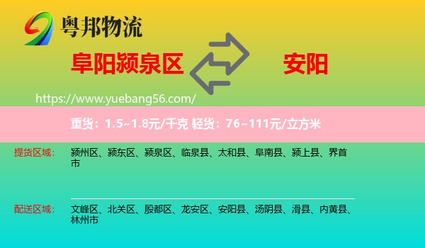 潁泉區(qū)到安陽(yáng)物流