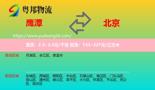 鷹潭到北京物流