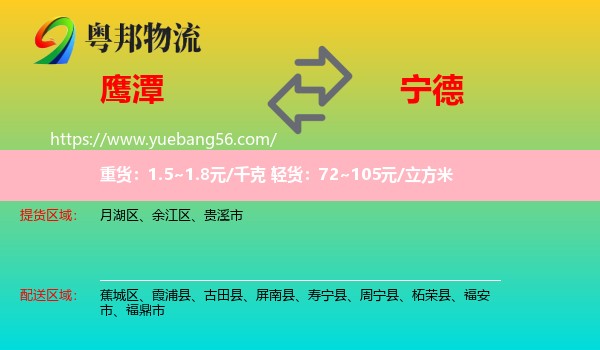 鷹潭到寧德物流