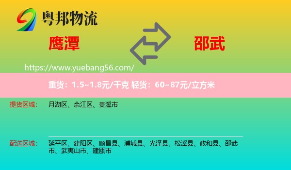 鷹潭到邵武市物流