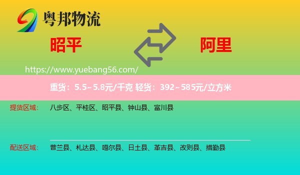 昭平縣到阿里物流