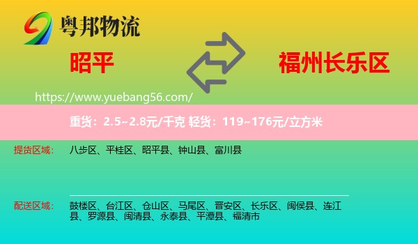 昭平縣到長(zhǎng)樂(lè)區(qū)物流