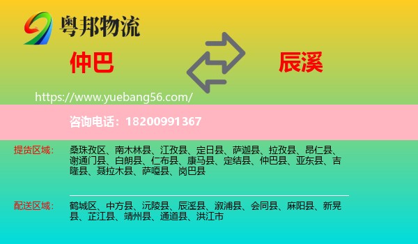 仲巴縣到辰溪縣物流