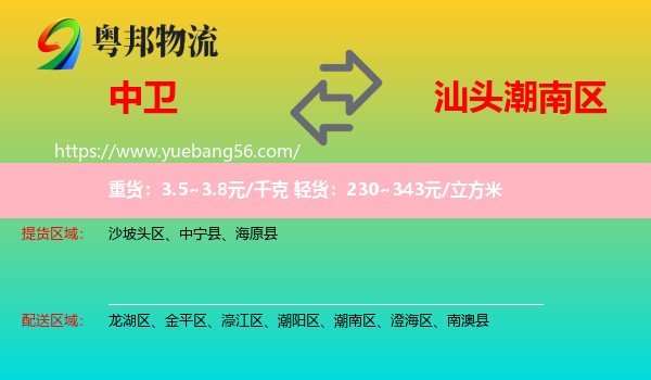 中衛(wèi)到潮南區(qū)物流